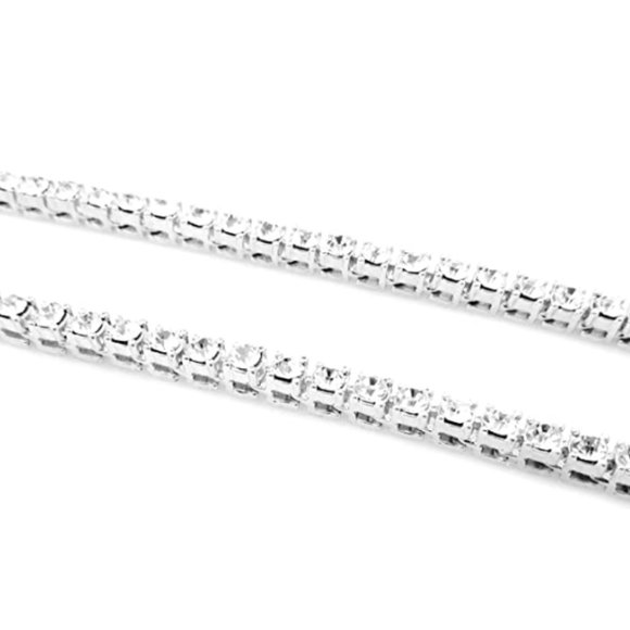 18k White Gold Tennis Chain Necklace w/ CZ Diamond - Picture 3 of 5